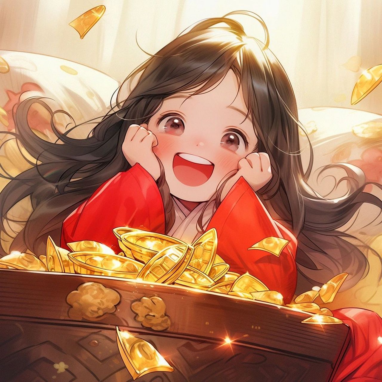 红色系头像:开怀一笑,财运满满.#头像# #微信头像