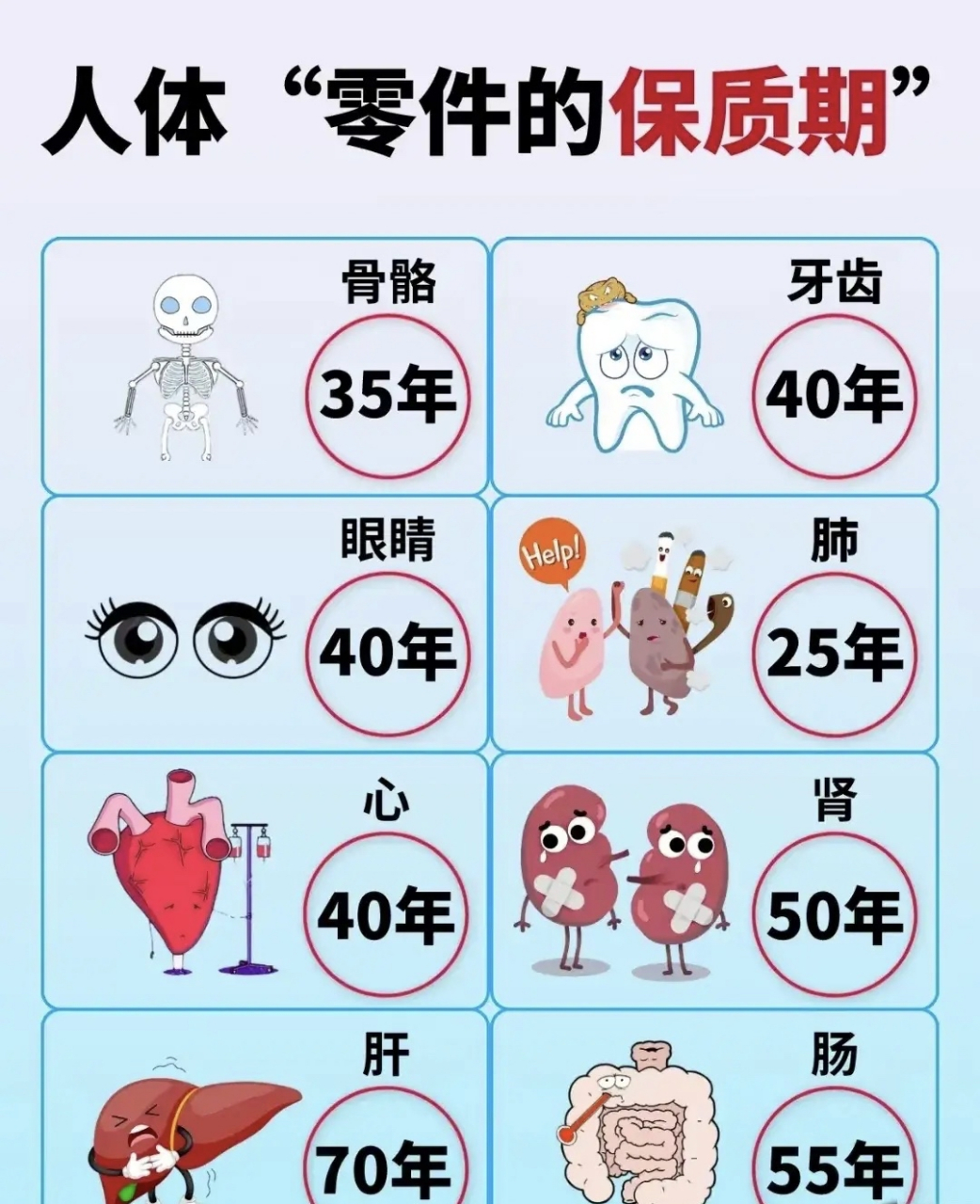 人体器官保质期[给力][给力]#身体# #每天一个健康冷知识# #遇见好