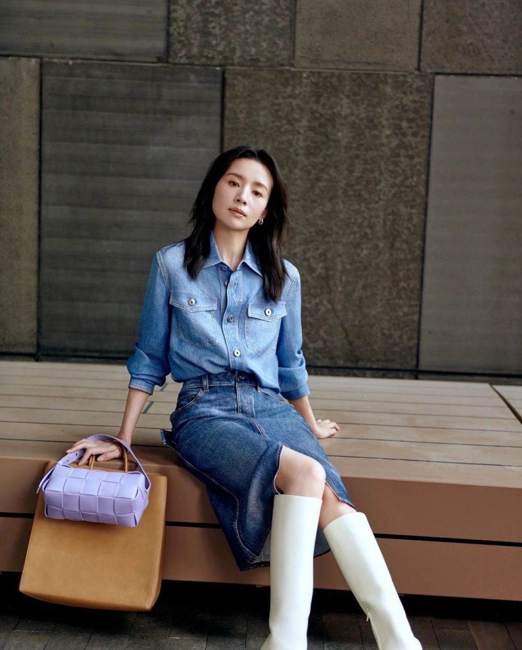 董洁穿搭|||#牛仔[话题]