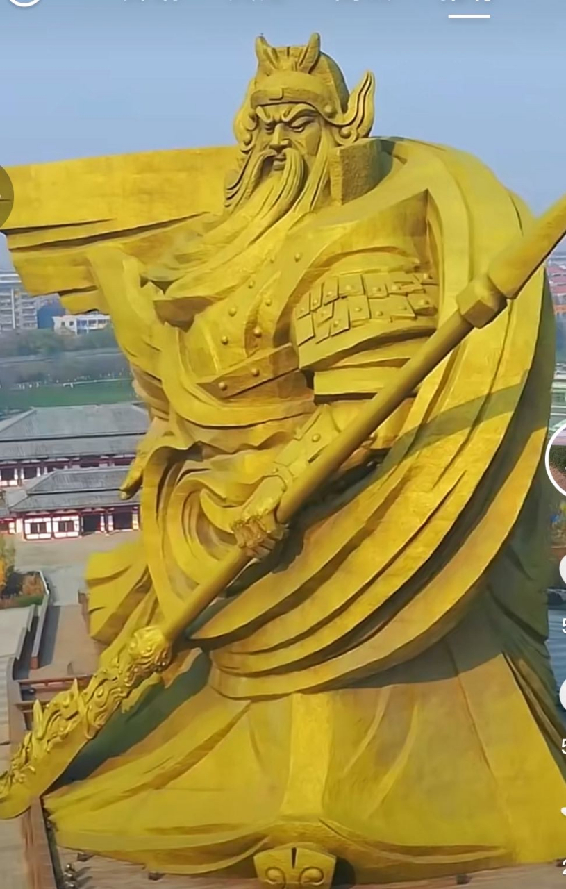荆州关公雕像下沉图片