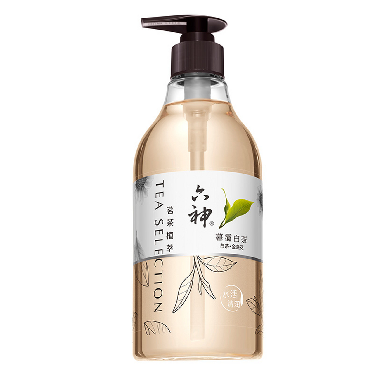 02六神茗茶植萃沐浴露, 很淡雅的白茶香, 洗完澡也不会假滑, 而且洗