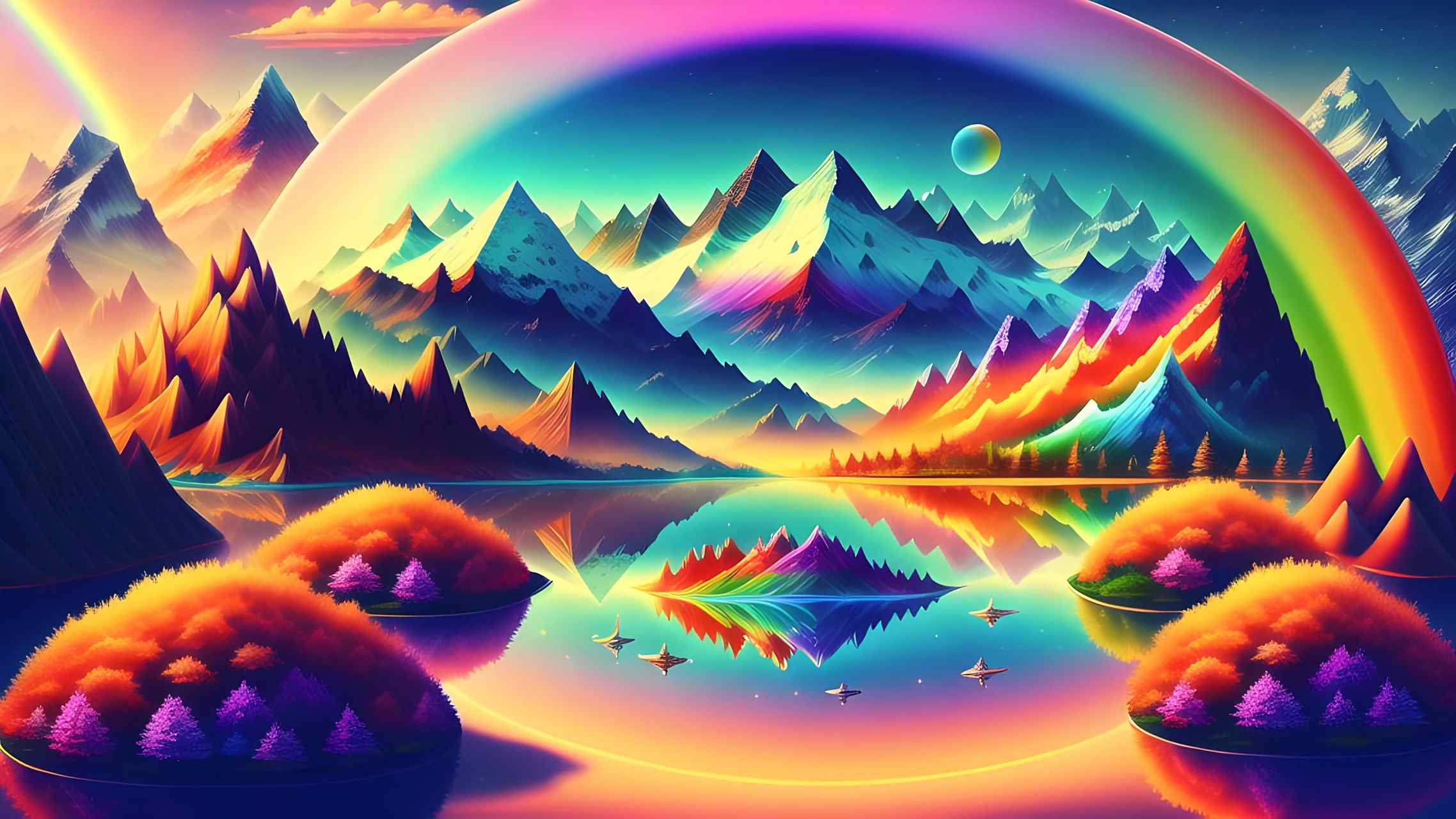 唯美梦幻风景壁纸头像:多彩森林 彩虹山谷 五颜六色的世界 本期主题