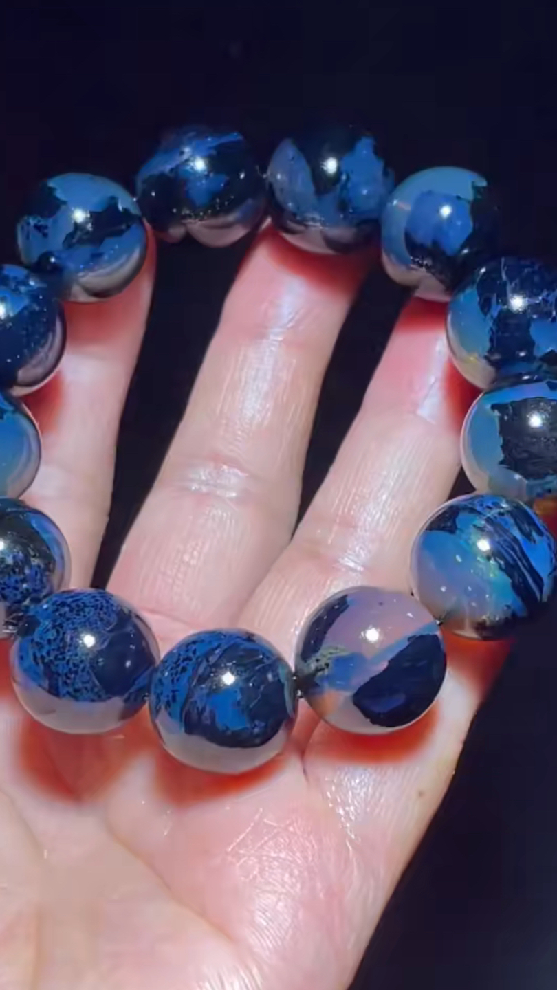 缅甸蓝妖姬海藻手串