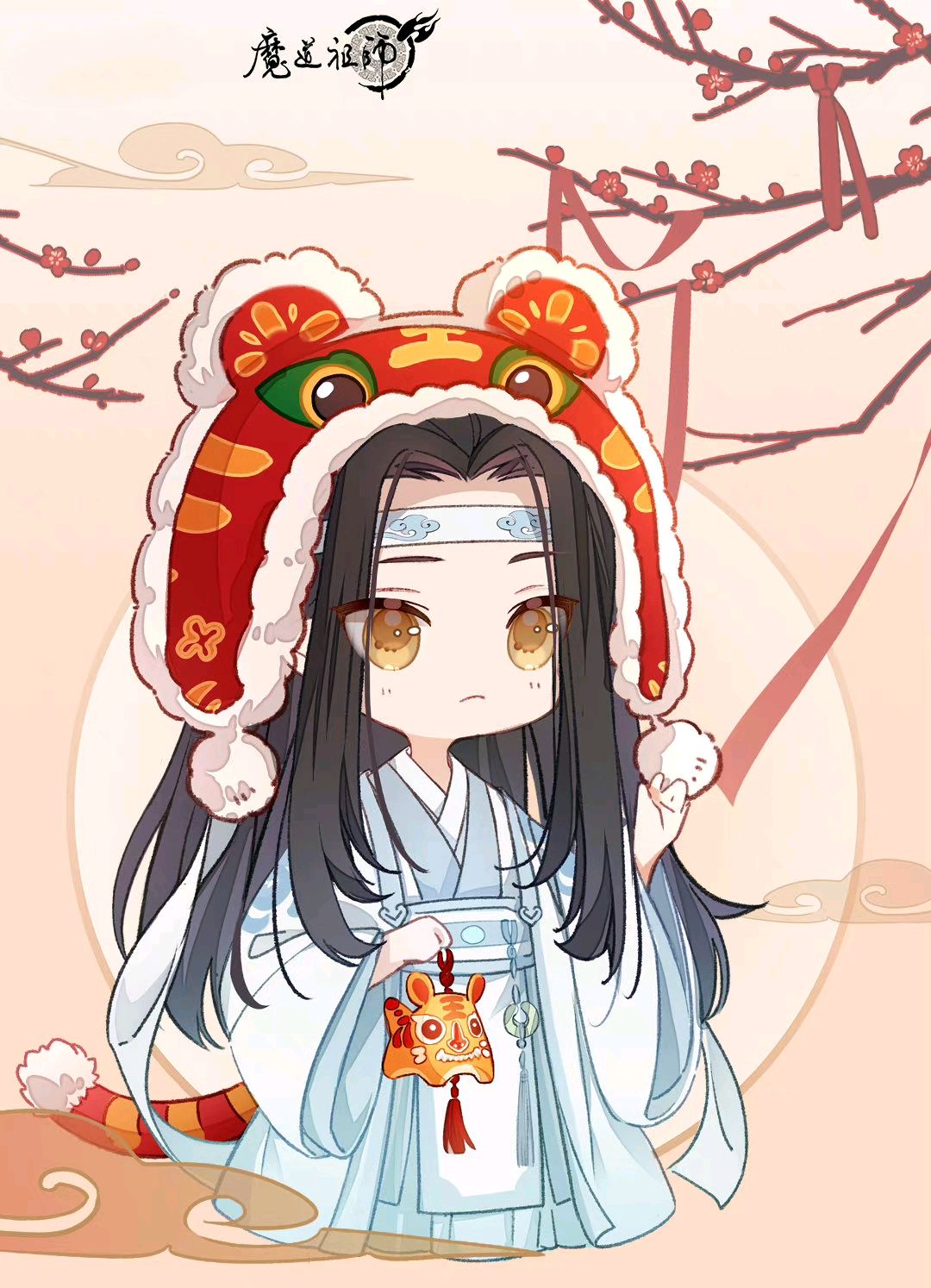 墨家三兄弟,拜年祝福图,大哥很热闹,二哥戴虎帽,三弟很温馨