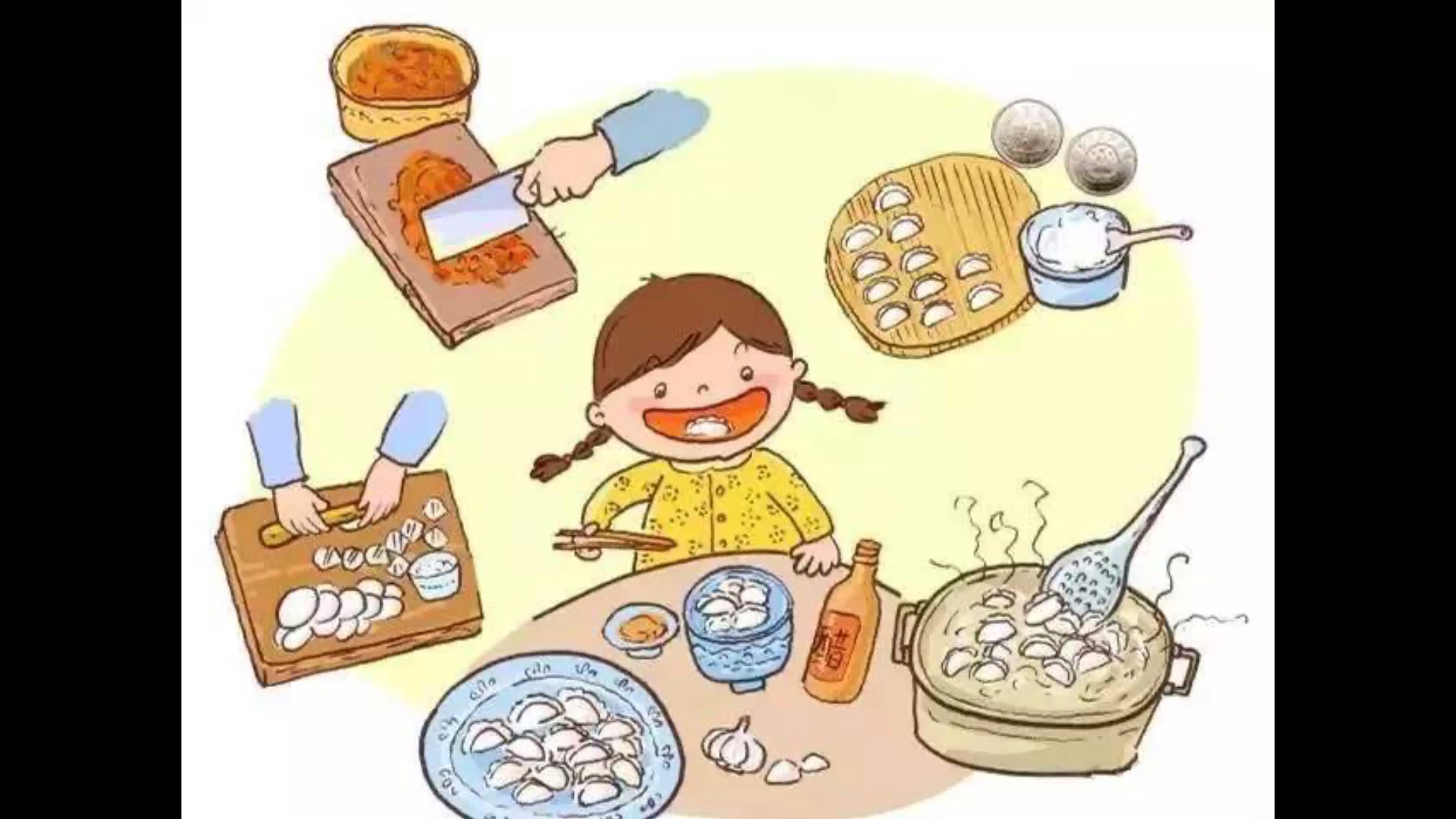 爸爸拍妈妈和女儿包饺子 这可能所谓的幸福吧