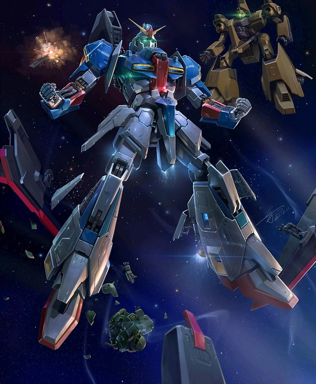 一组机动战士z高达的插画,有同人插画也有设定图稿.