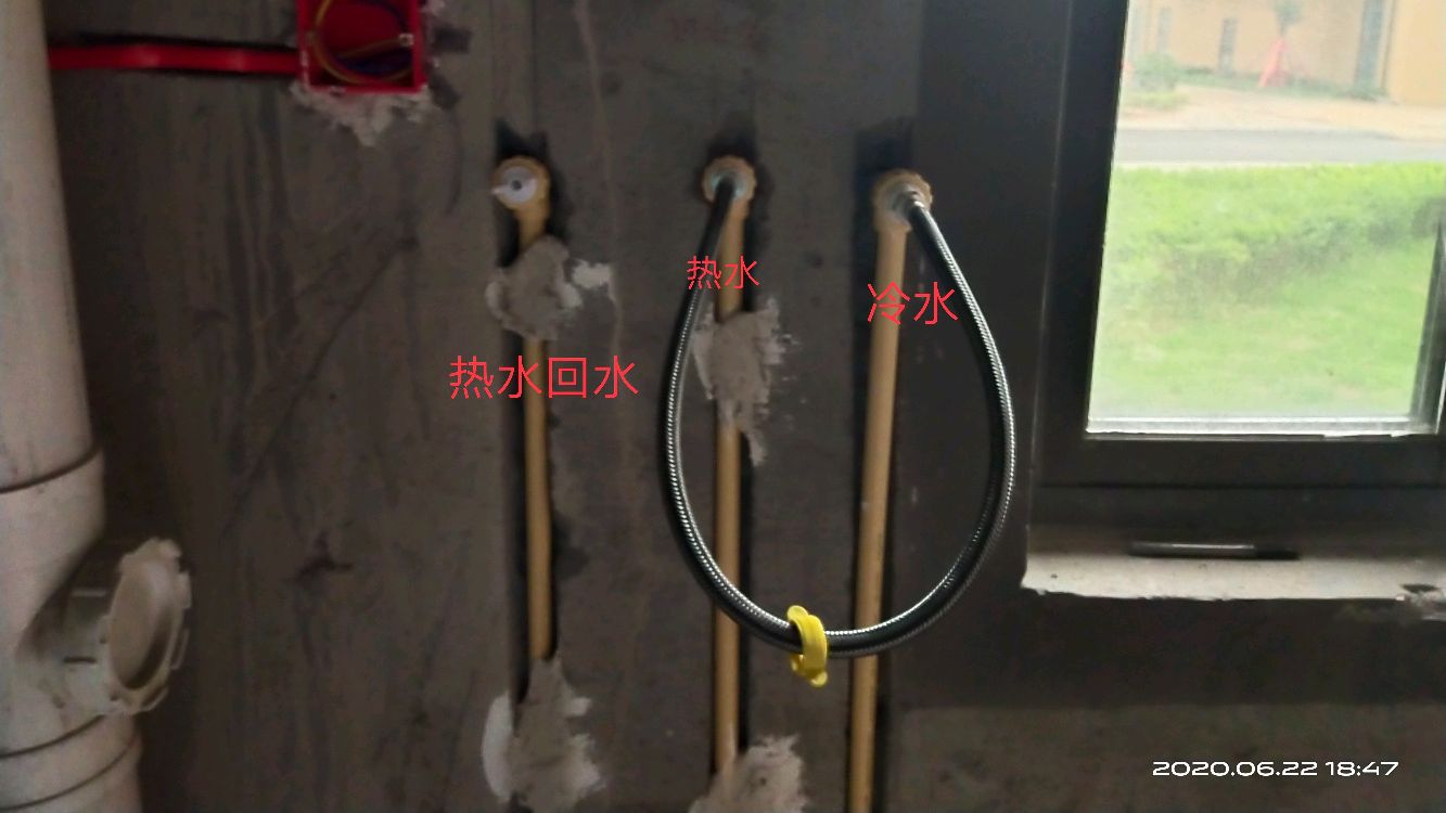家庭新房水管安装使用循环水,秒出热水,管路太短不建议安装