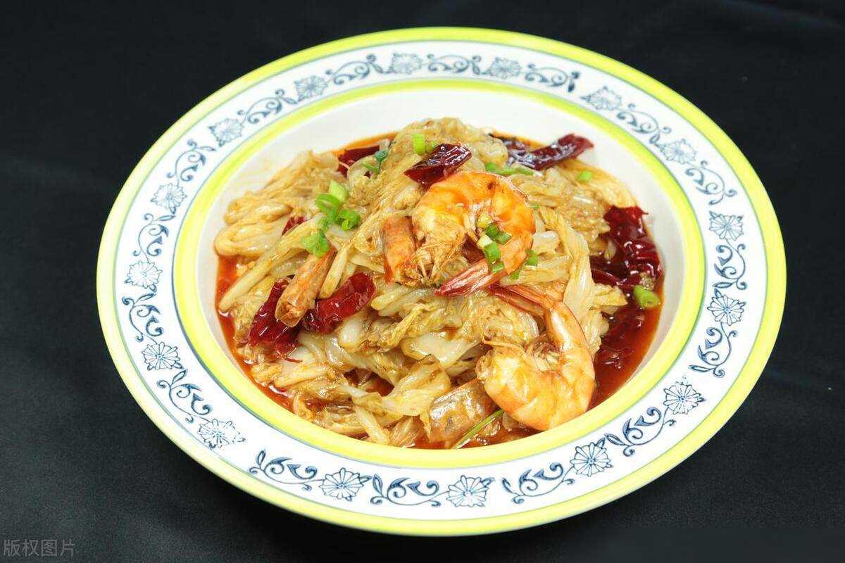 白菜炒大虾的家常做法,肉质q弹,鲜香入味