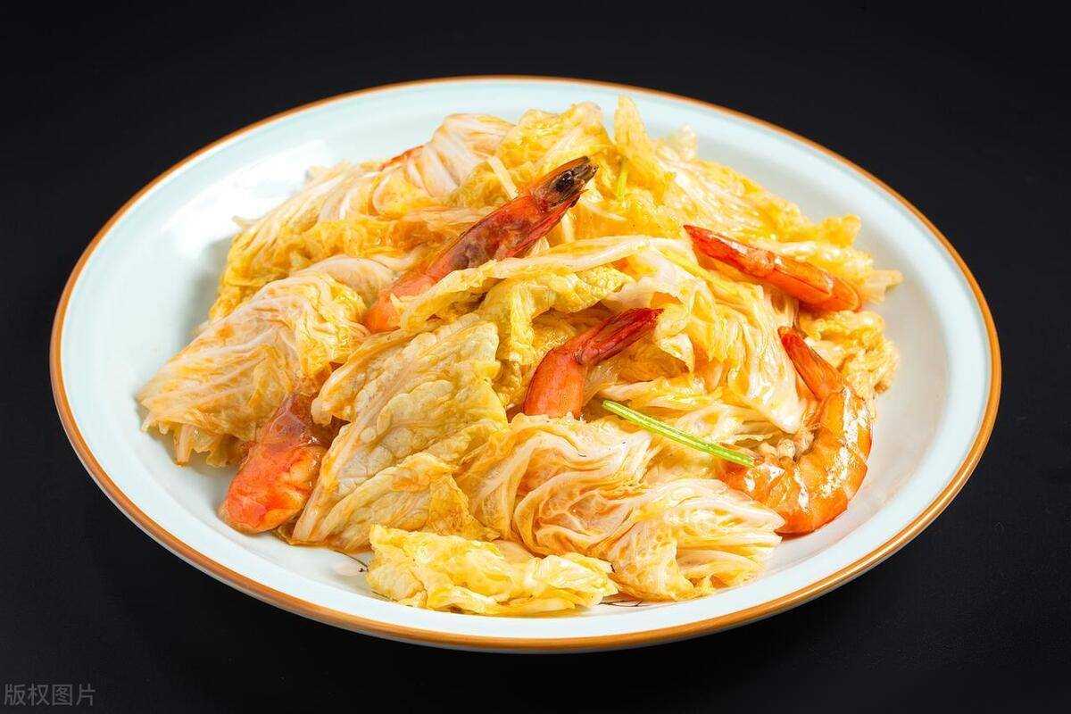 白菜炒大虾的家常做法,肉质q弹,鲜香入味