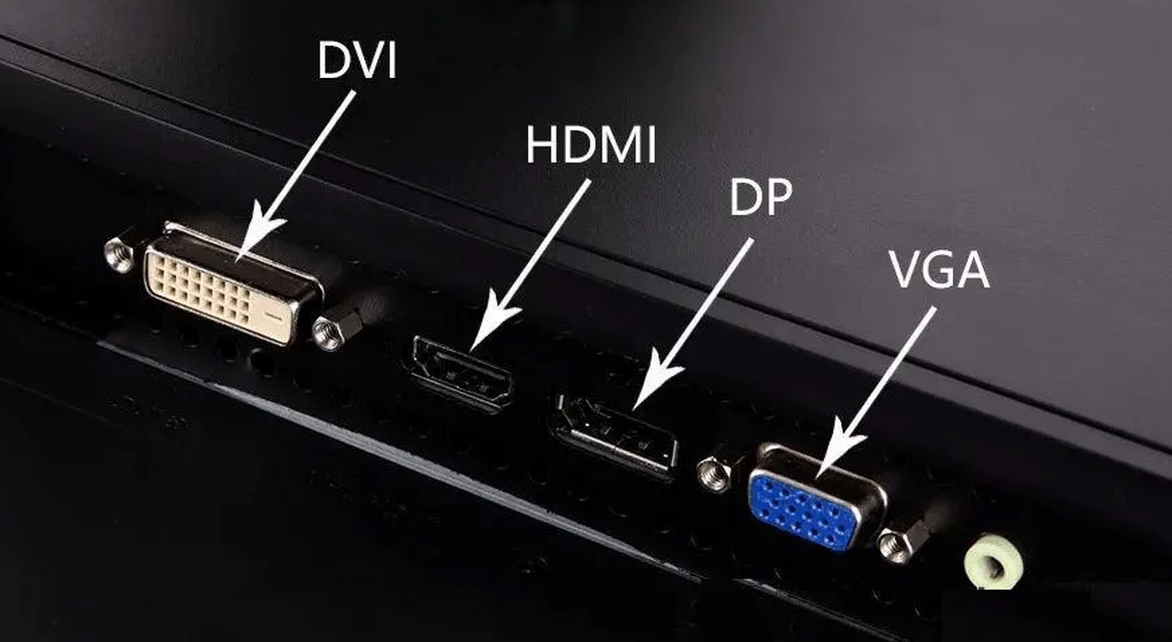电脑显示器接口主要有vga,dvi,hdmi和dp四种.