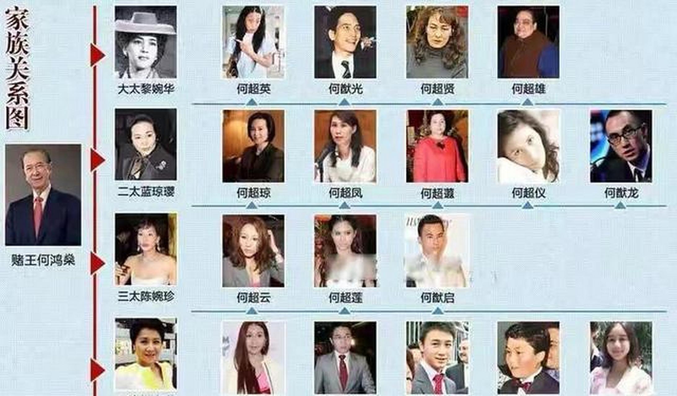 赌王何鸿燊家族成员各具风采,女儿们外貌出众,才华横溢.