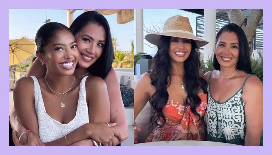 瓦妮莎1家4口海滩游,穿碎花裙好美!少女感满满回到巅峰身材