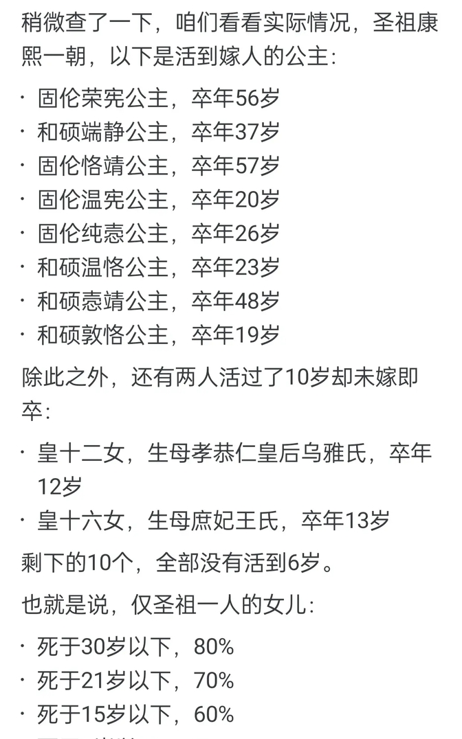 清朝公主的寿命为什么那么短?看完网友分享,背后原因引人深思!
