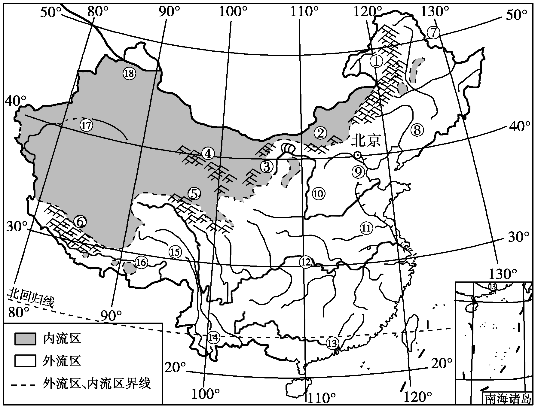 中国内外流区的分界线图片