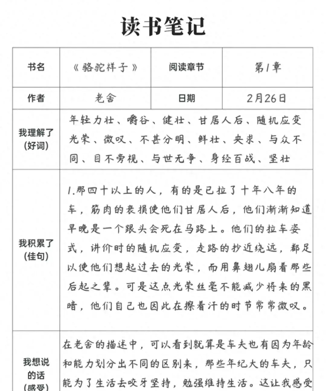 阅读与写作活动记录表