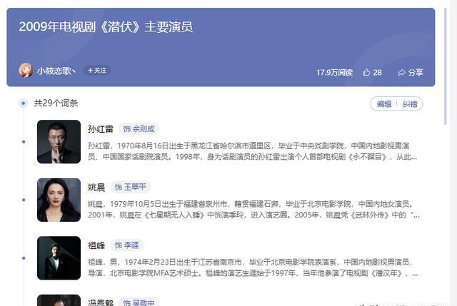 潜伏演员表全部演员一览表