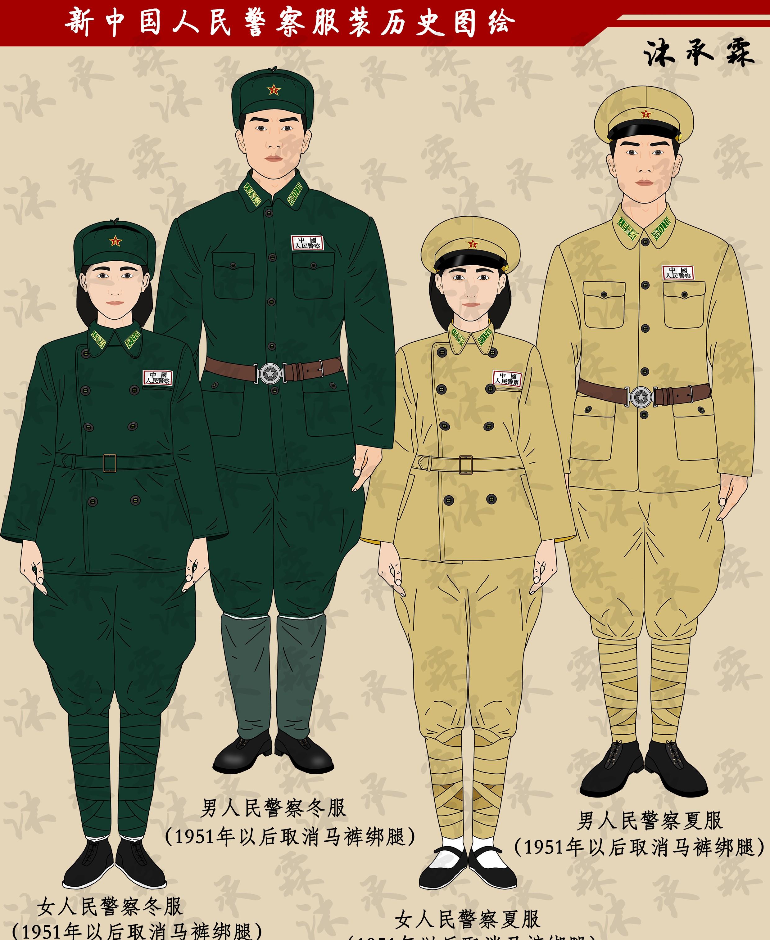 建国初期民警着装,新中国人民警察服装历史图绘
