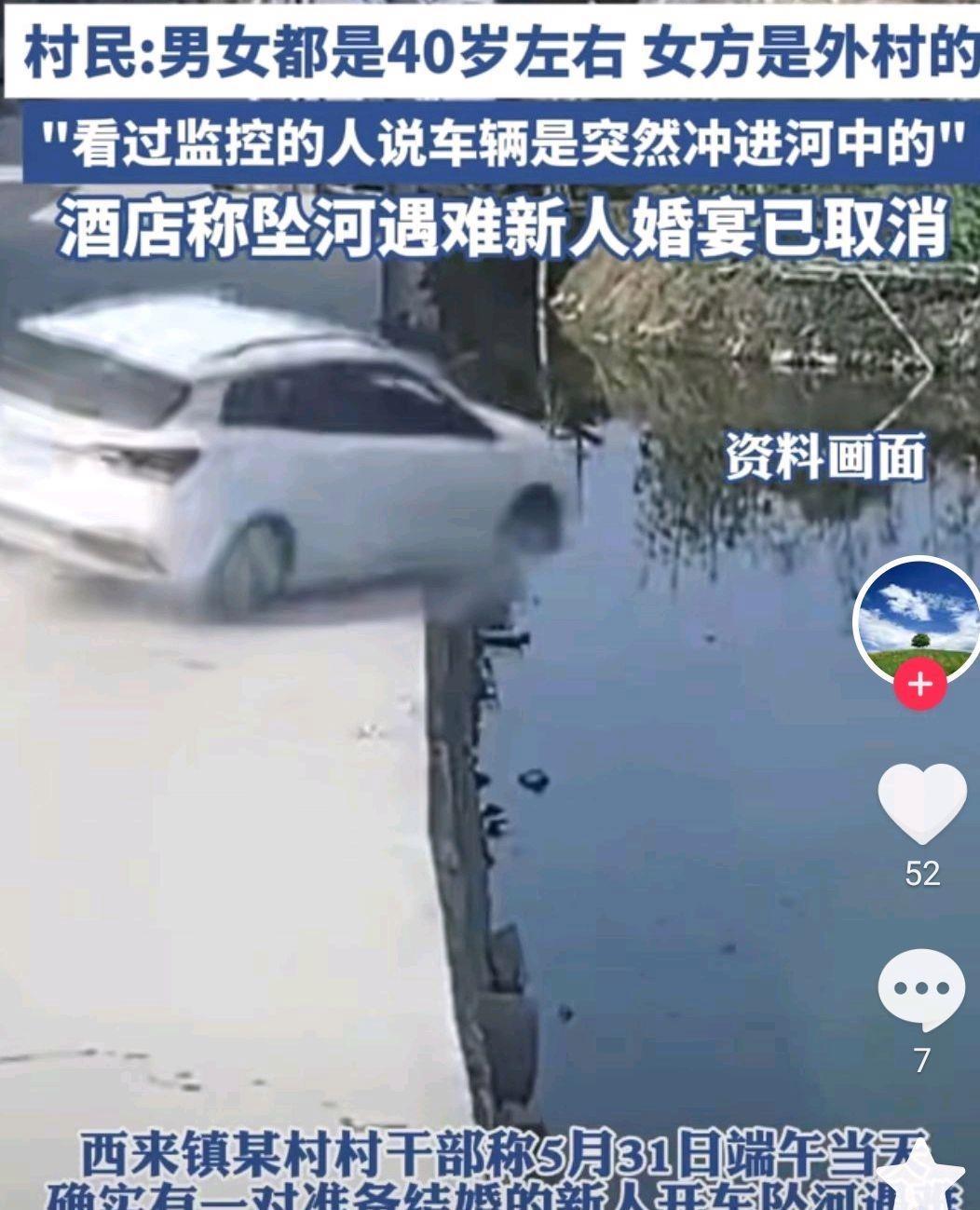 婚礼前夜车坠河中:江苏新人双双遇难真相待查