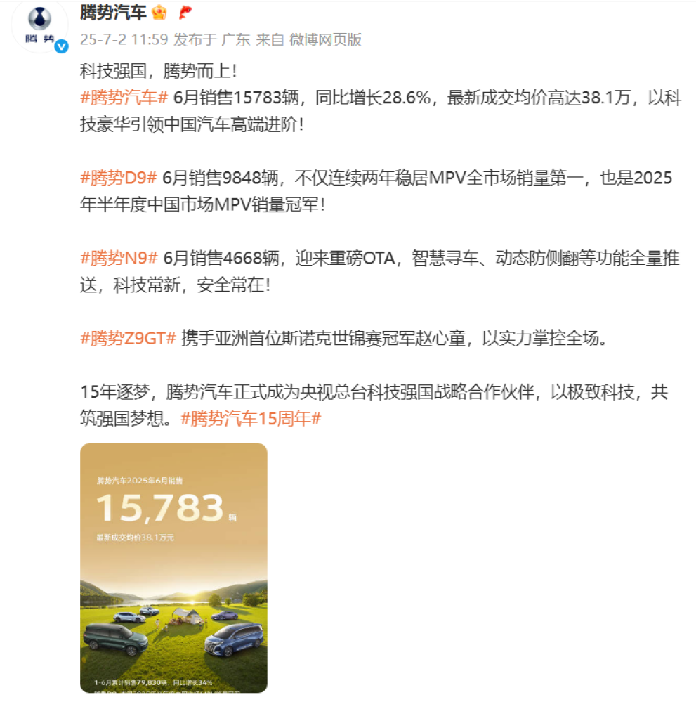 6月狂销4668辆！腾势正式官宣，蒋勤勤成为N9体验官！