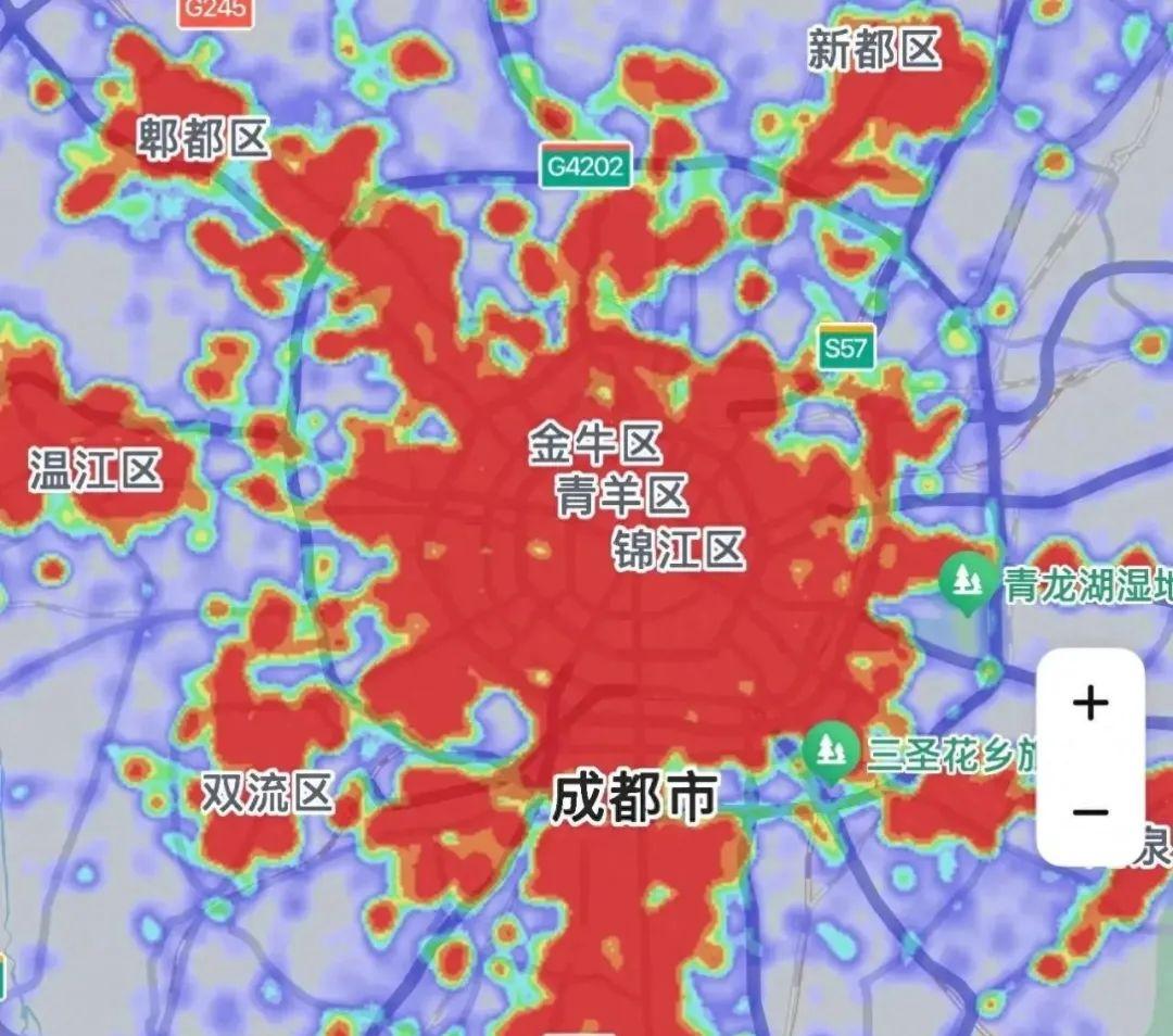 沈阳成都武汉西安,四大中心热力图面积pk,谁强谁弱?