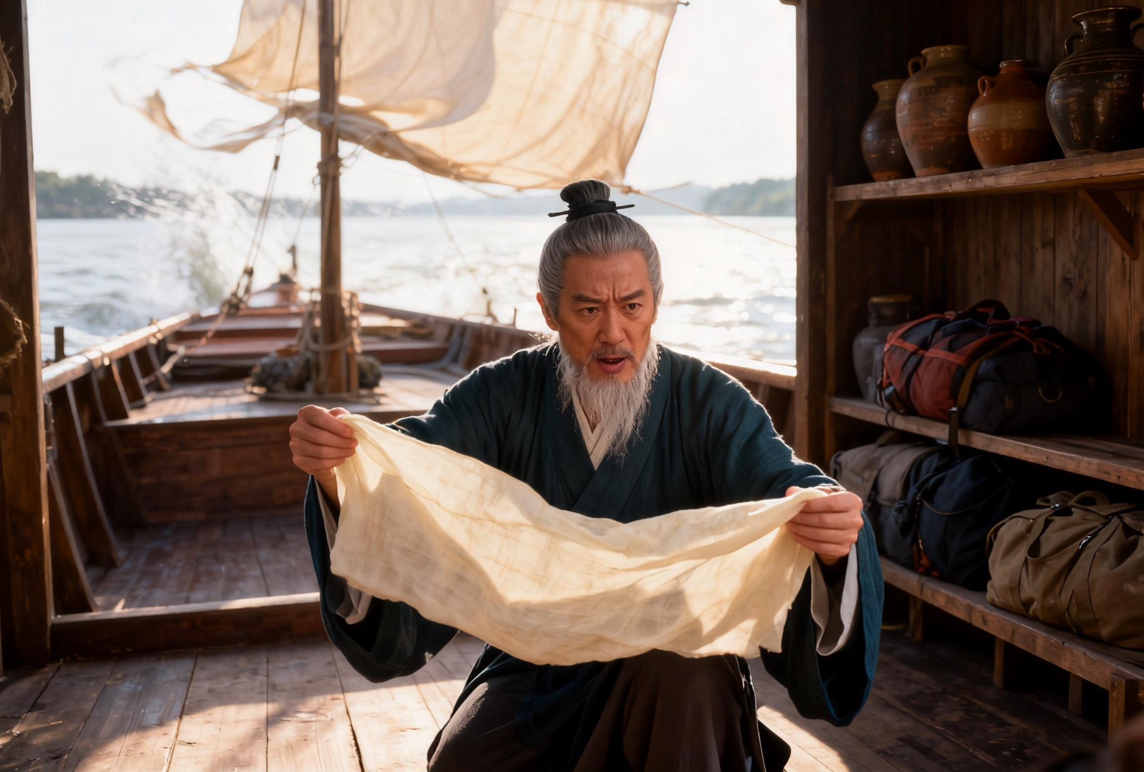 屈原被楚怀王流放前,宋玉去江边为他送米粮,见其船中绢布写着三个字