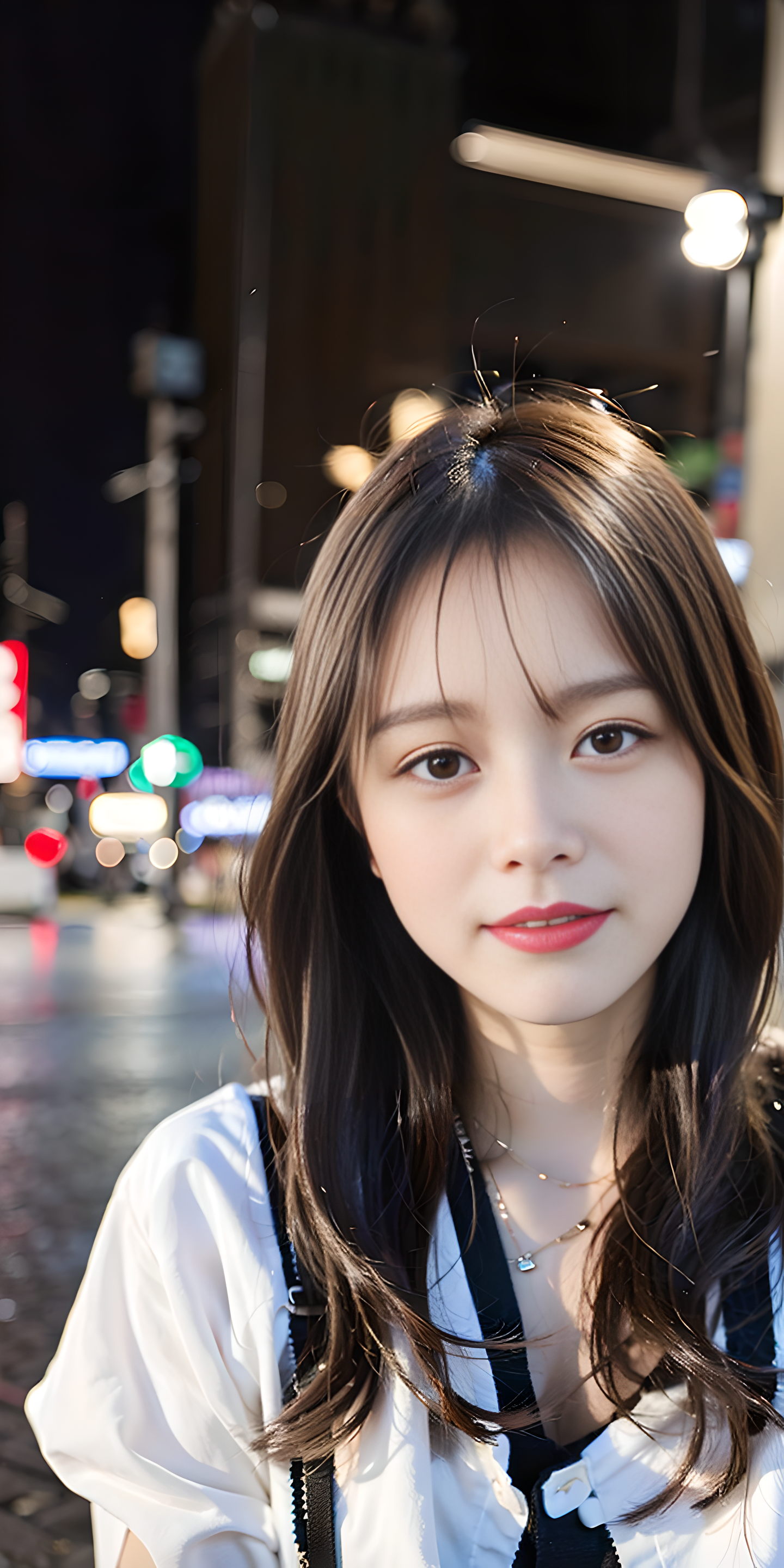 清纯美女如初雪,细雪纷飞落花间.素颜清秀眉眼间,似花瓣上的露珠闪.