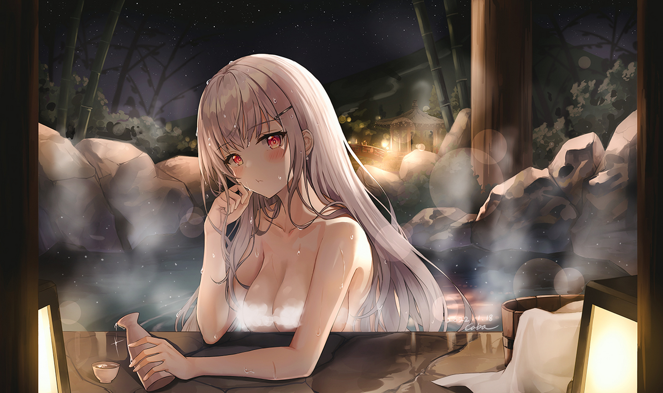 这边的温泉似乎有点热过头了呢01#二次元#  画师:caba