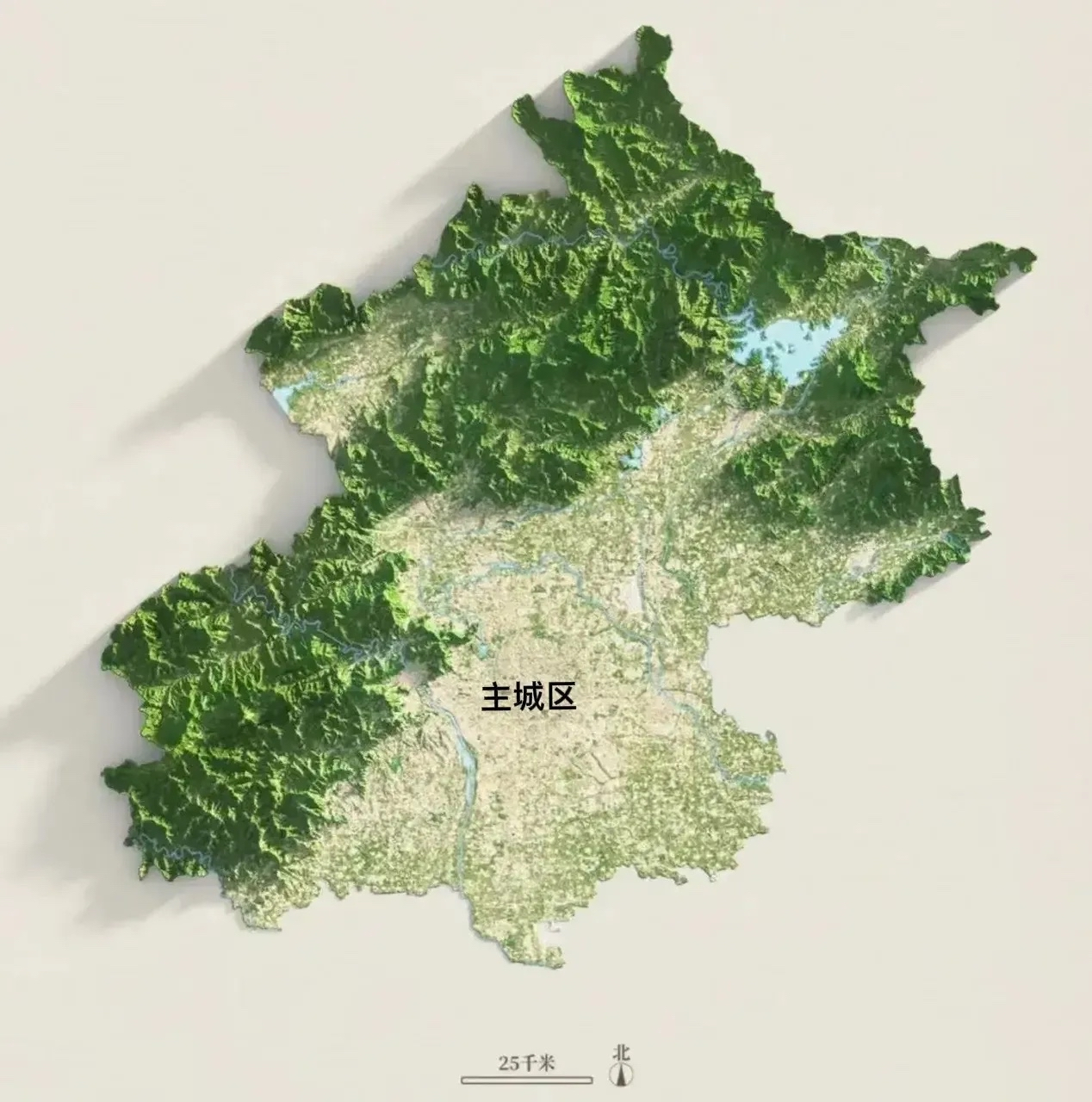 北京市辖区面积16410平方公里,人口2187万(2022年),其中山区面积约为