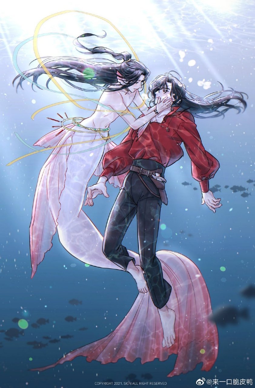 天官赐福#花怜 美人鱼怜&海盗花,这是要以身相许报恩了[求关注]