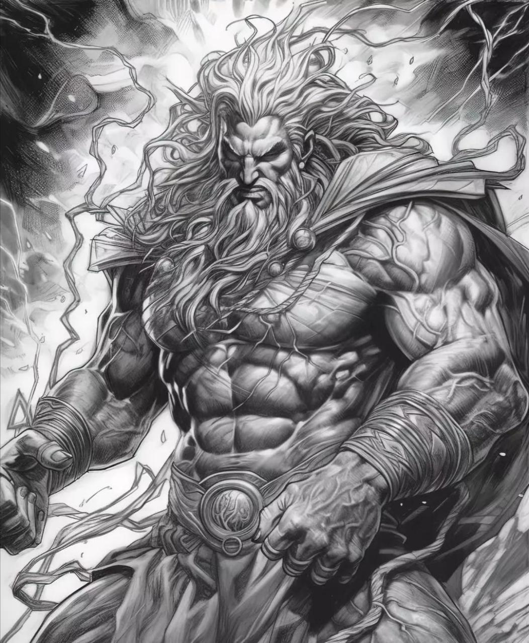 ai创作:众神之战,黑白分明,却又气势磅礴,by aimaster.