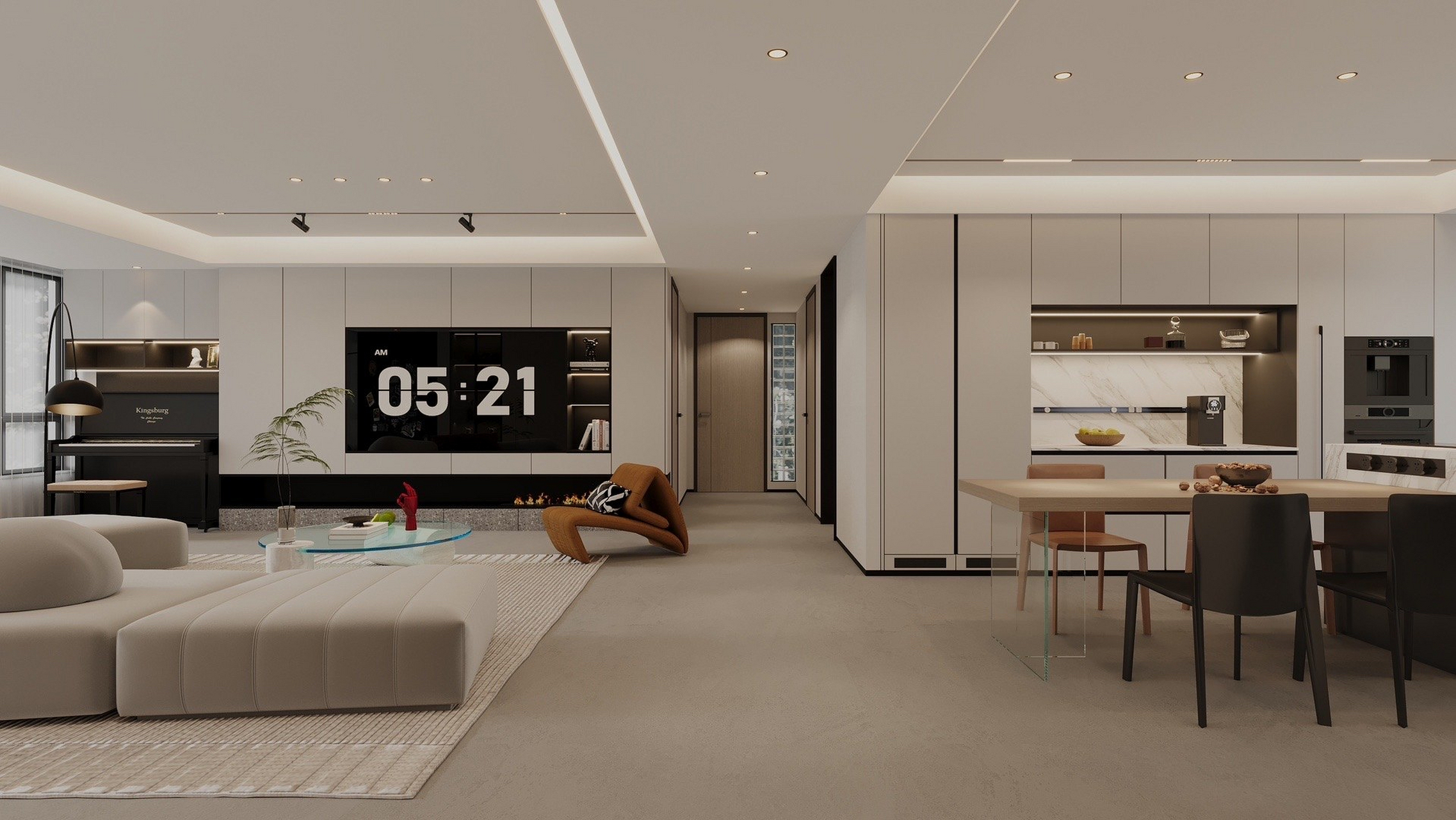 无主灯现代简约风客餐厅设计案例分享.#家居装修# #我在百度有个家