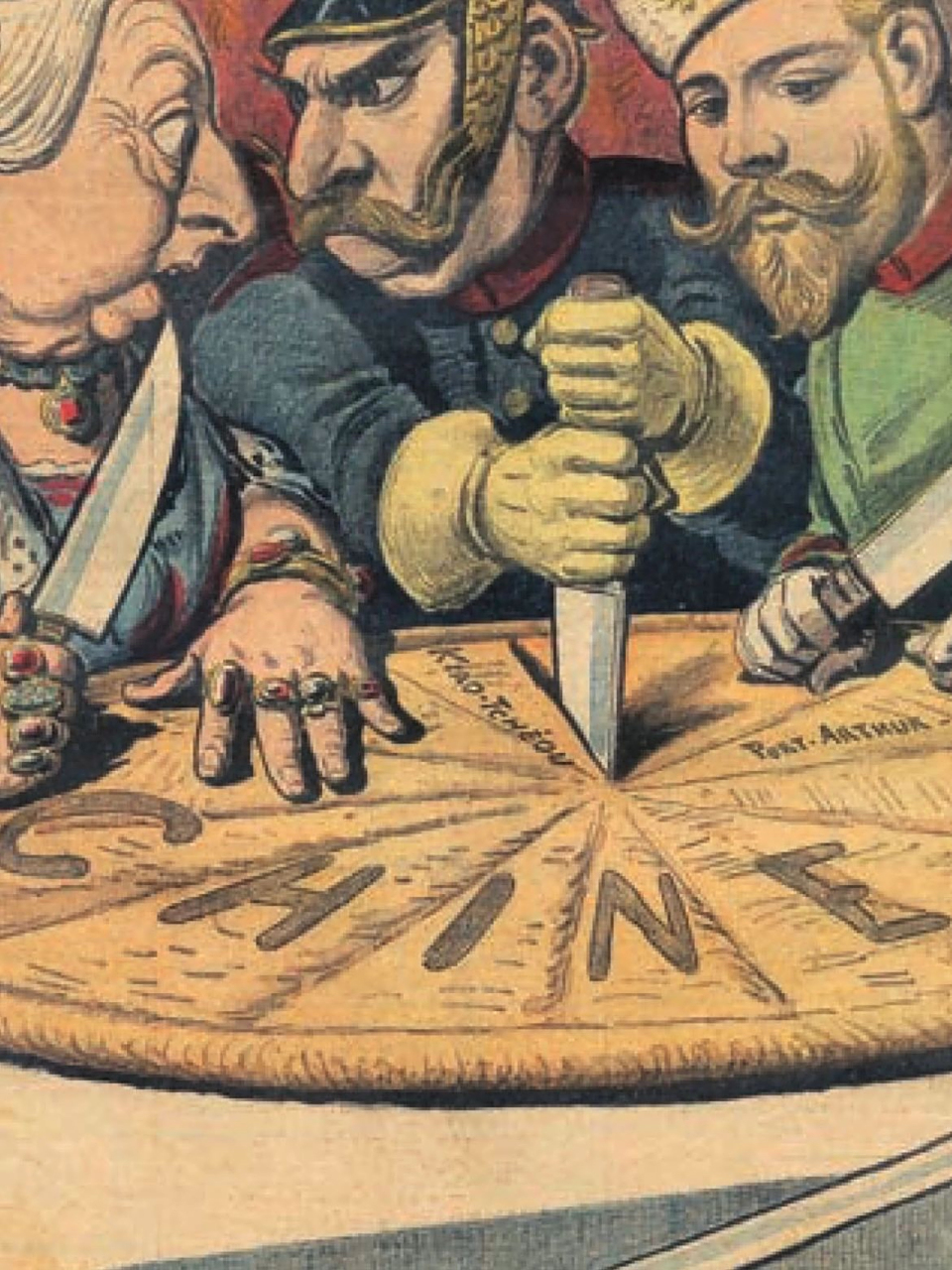 落后就要挨打,这是上世纪初法国媒体刊发的报纸版画,画中英国,德国