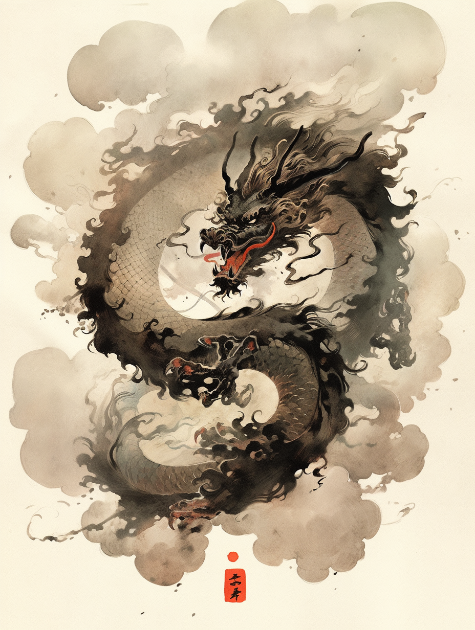ai水墨画龙生图
