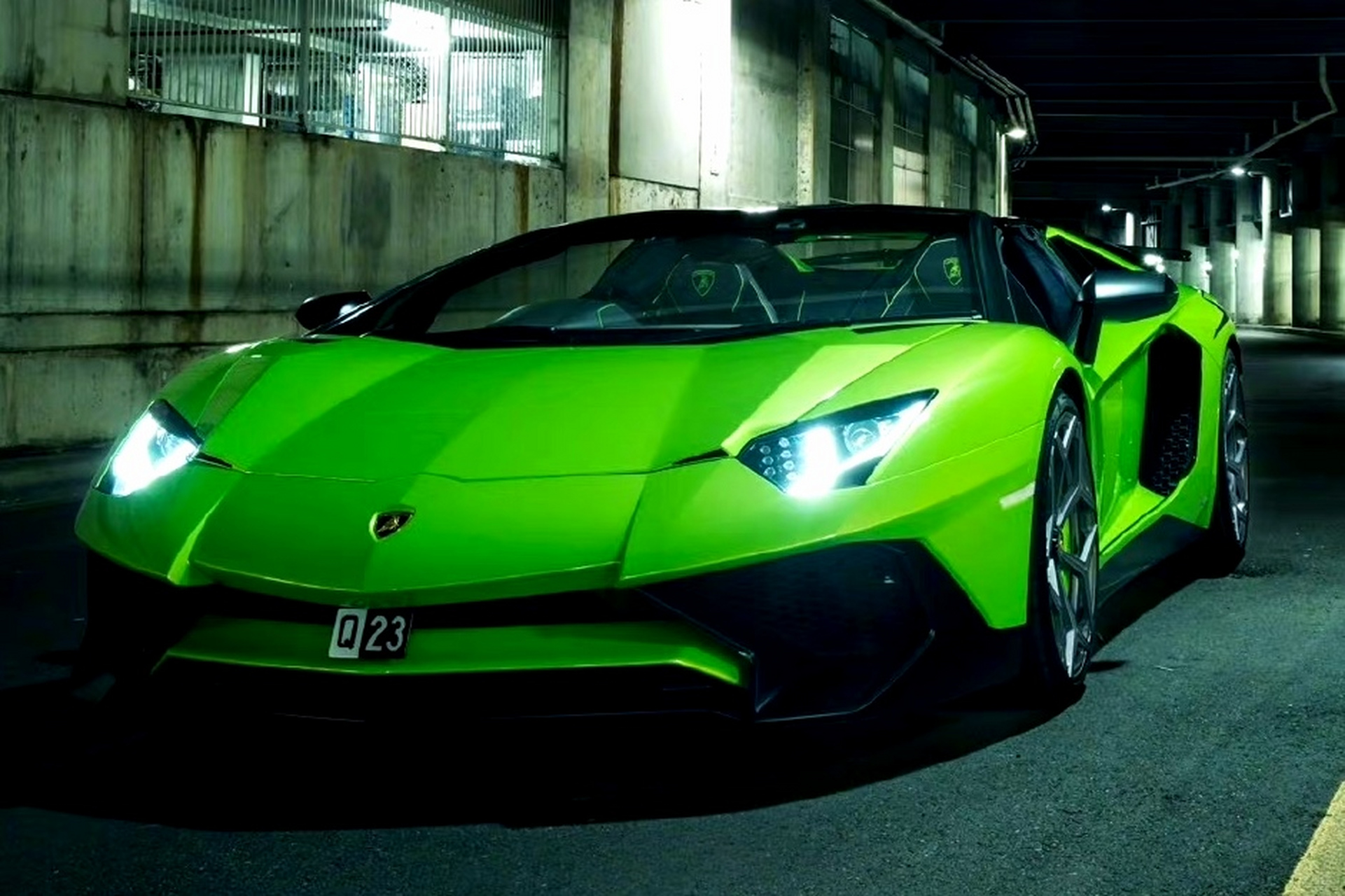 兰博基尼 aventador sv roadster 绿色小清新大牛 #兰博基尼