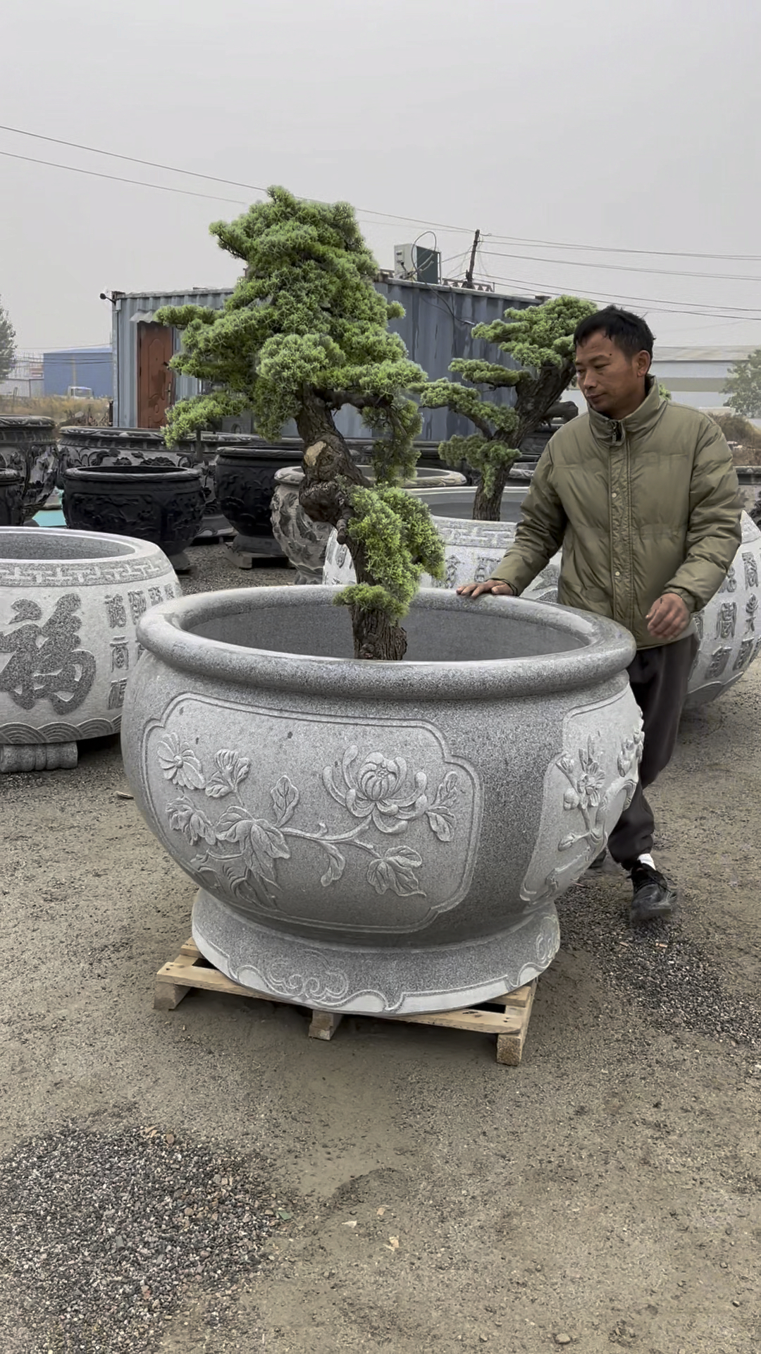 鱼缸造景,大石缸,梅兰竹菊石缸,鱼缸门海大理石制作装饰你的庭院-度小