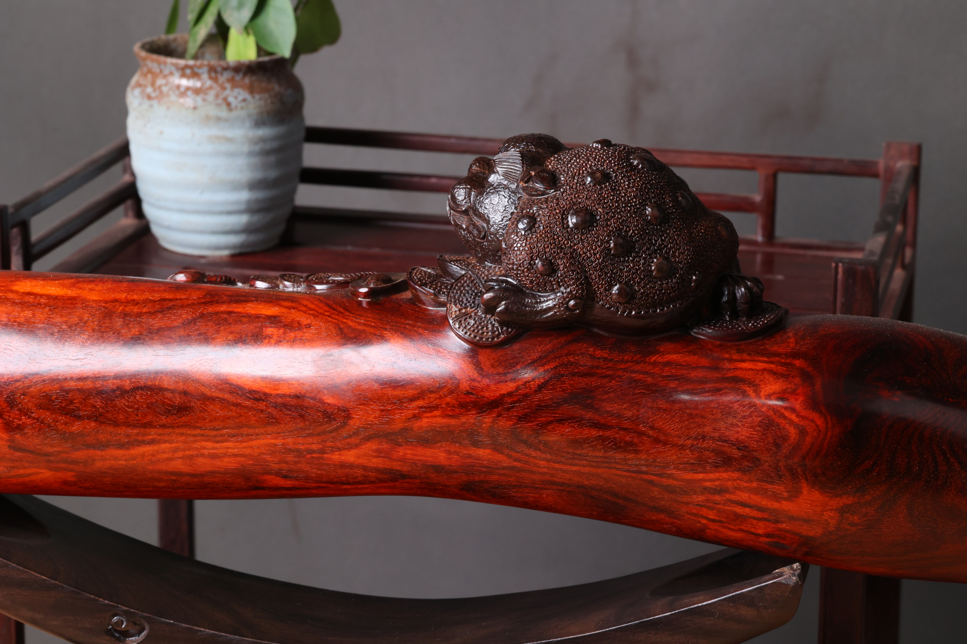 紫檀金蟾横财摆件#紫檀木雕