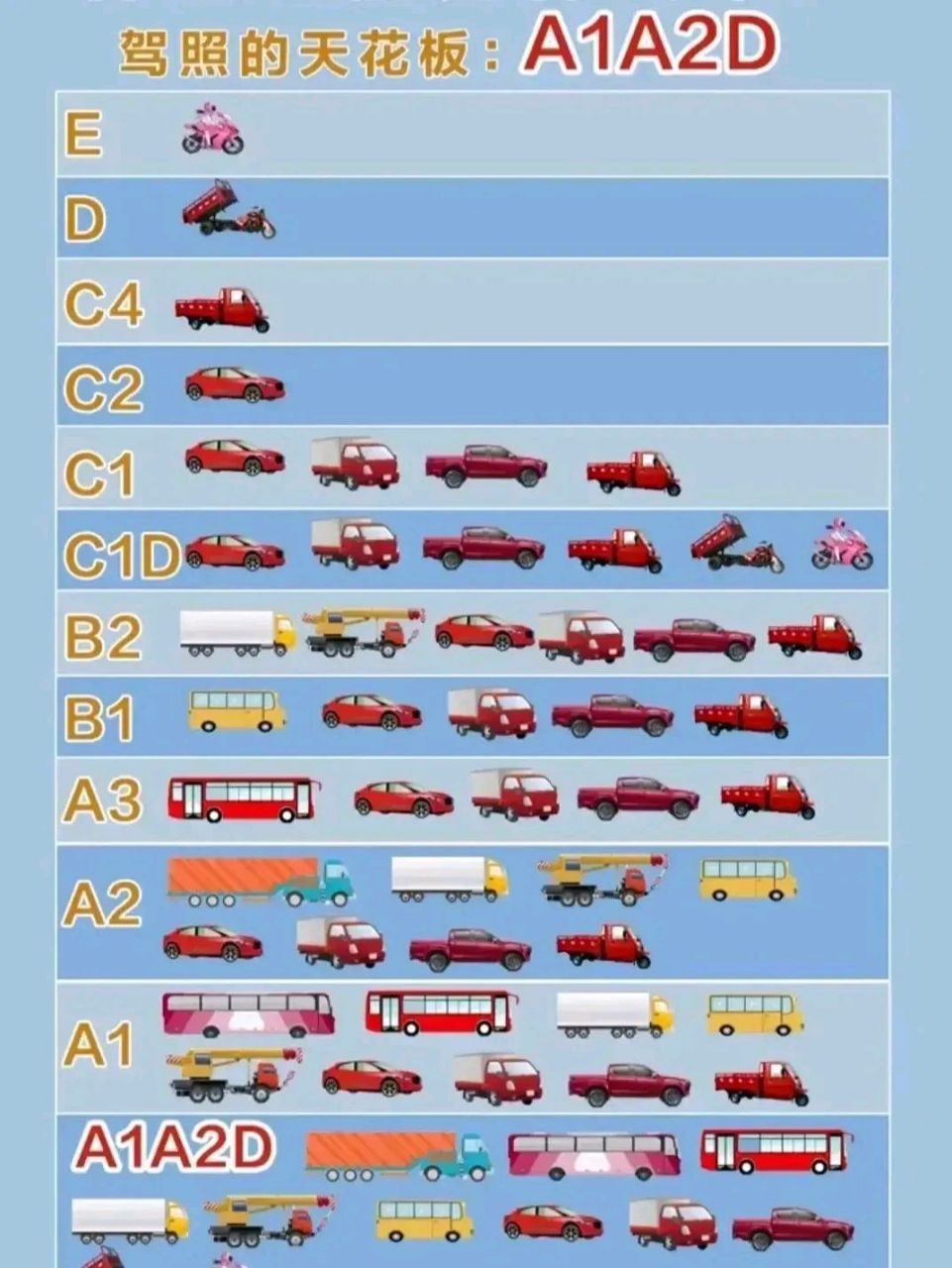 之前只知道a1和a2驾照很牛叉,没想到还有个更牛的a1a2d,不知道各位