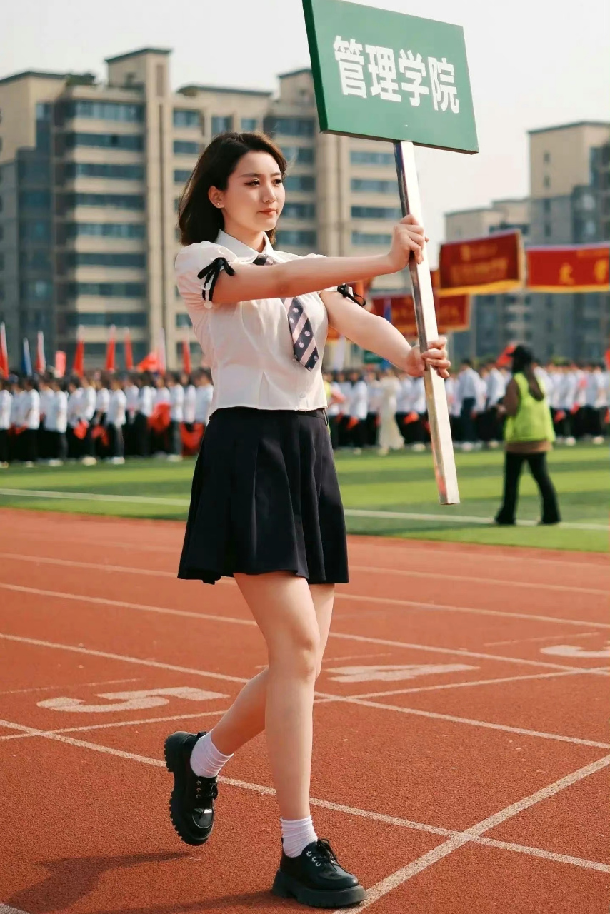 运动会上的女领队.