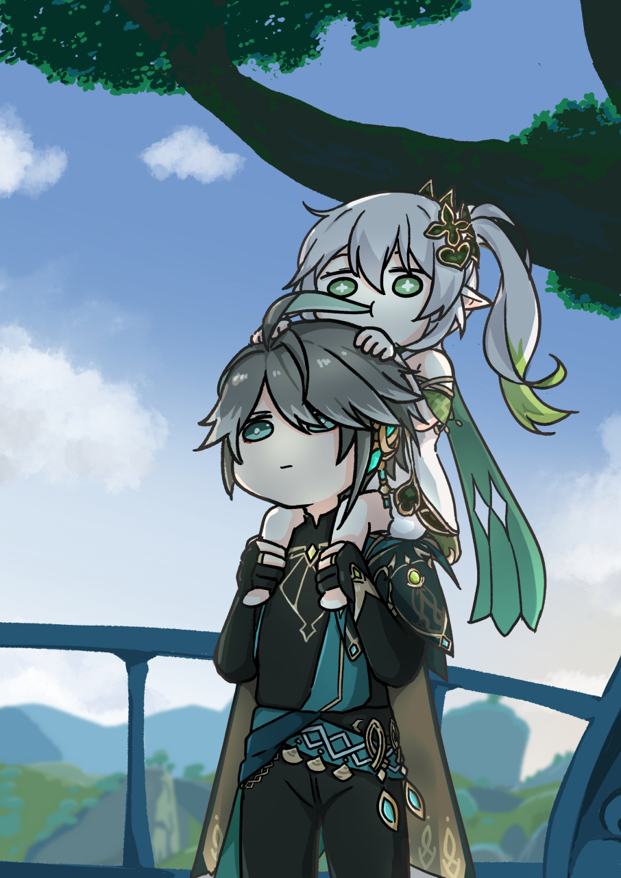 看招,纳西妲发动了智慧汲取[三哈] p站画师(图一):feita 米游社(图二)