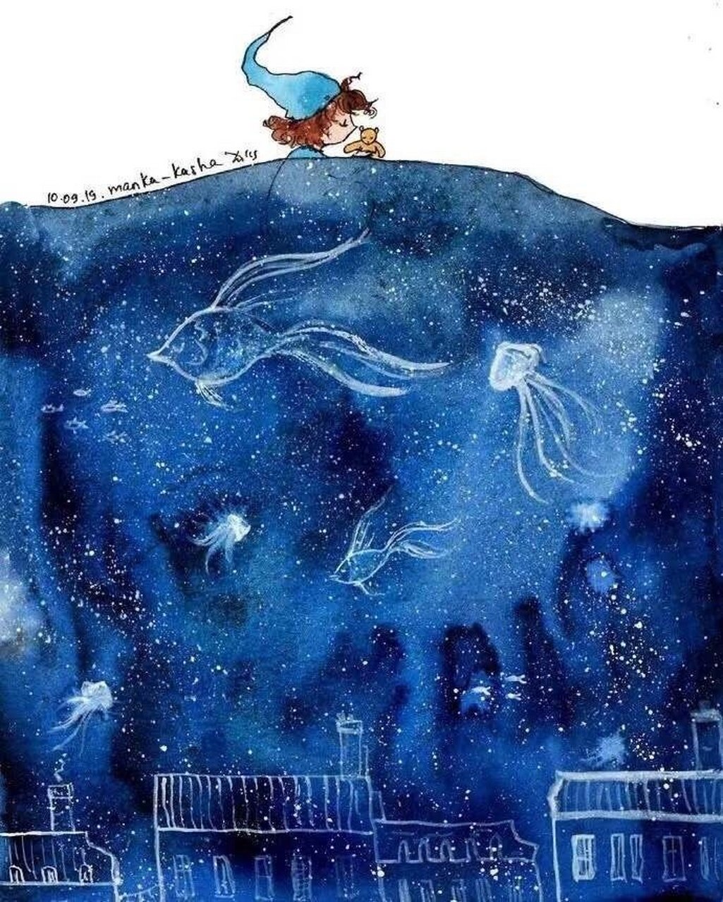 插画师  manka  kasha的一组蓝色系作品 676767 #绘画欣赏