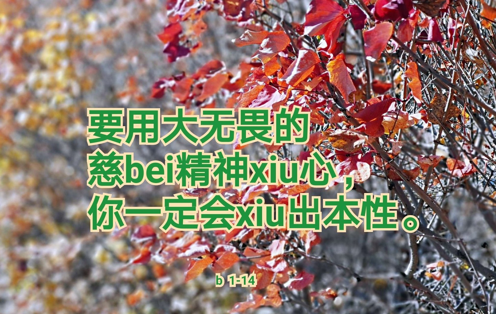 要用大无畏的 慈bei精神xiu心, 你一定会xiu出本性. b 1-14