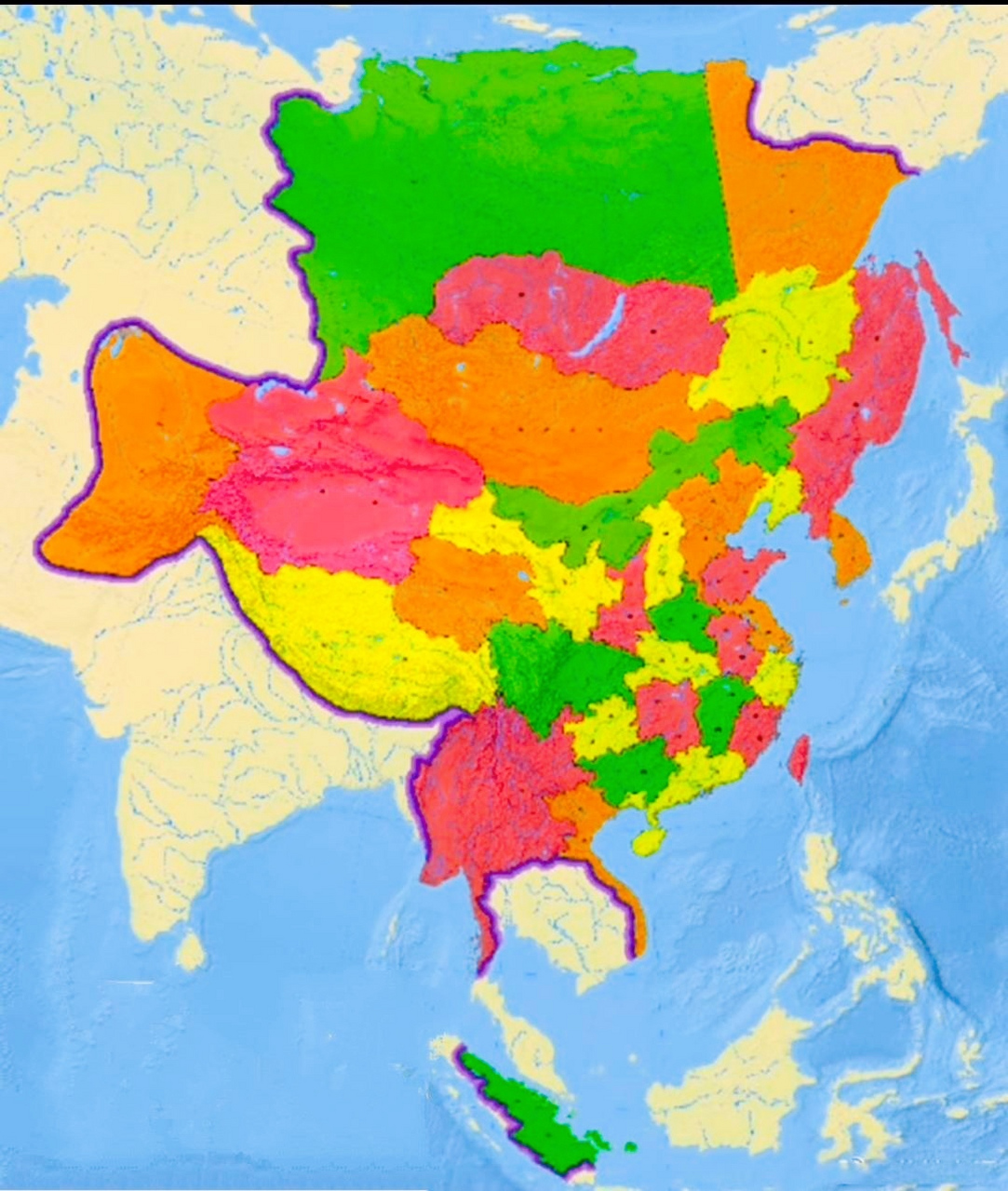 假如将中华历朝历代的疆域叠加在一起  北到西伯利亚,东到朝鲜半岛,南