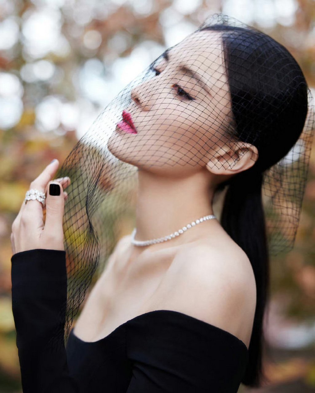 宋佳身着一款黑色低胸礼裙,散发着性感的魅力.