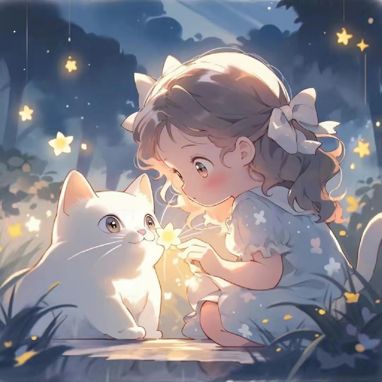 可爱治愈头像:小公主和猫咪,陪伴是最长情的好白#乐享周末分享吧