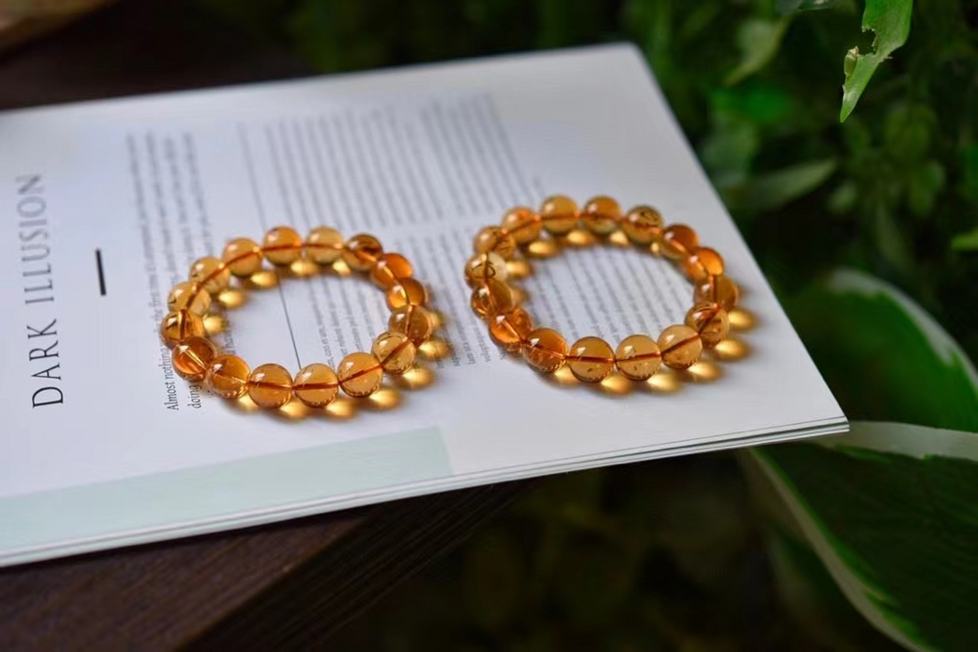 天然巴西黄水晶橙黄色手链#暴力黄