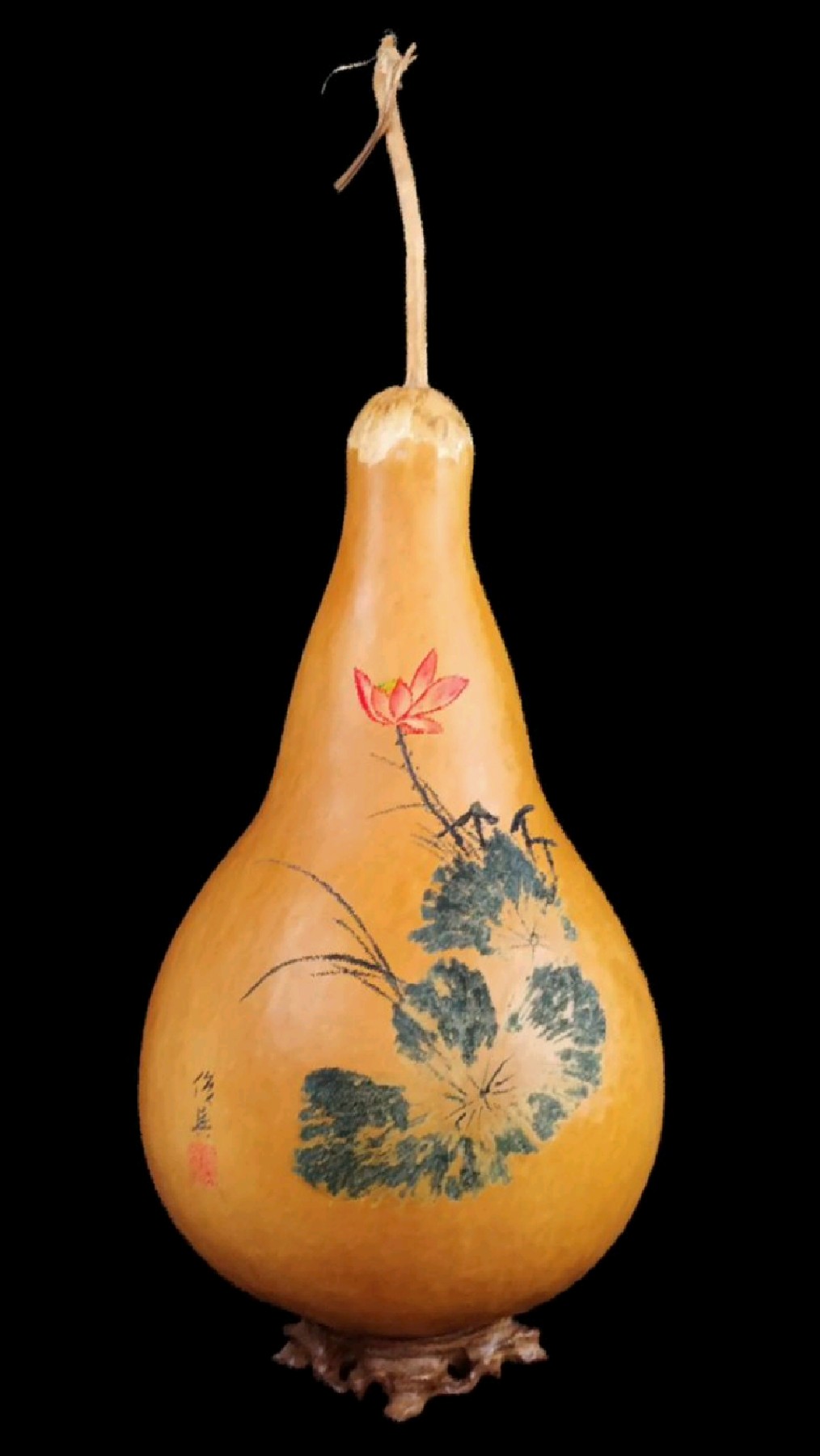 卢俊兴墨刻冬瓜葫芦《荷》