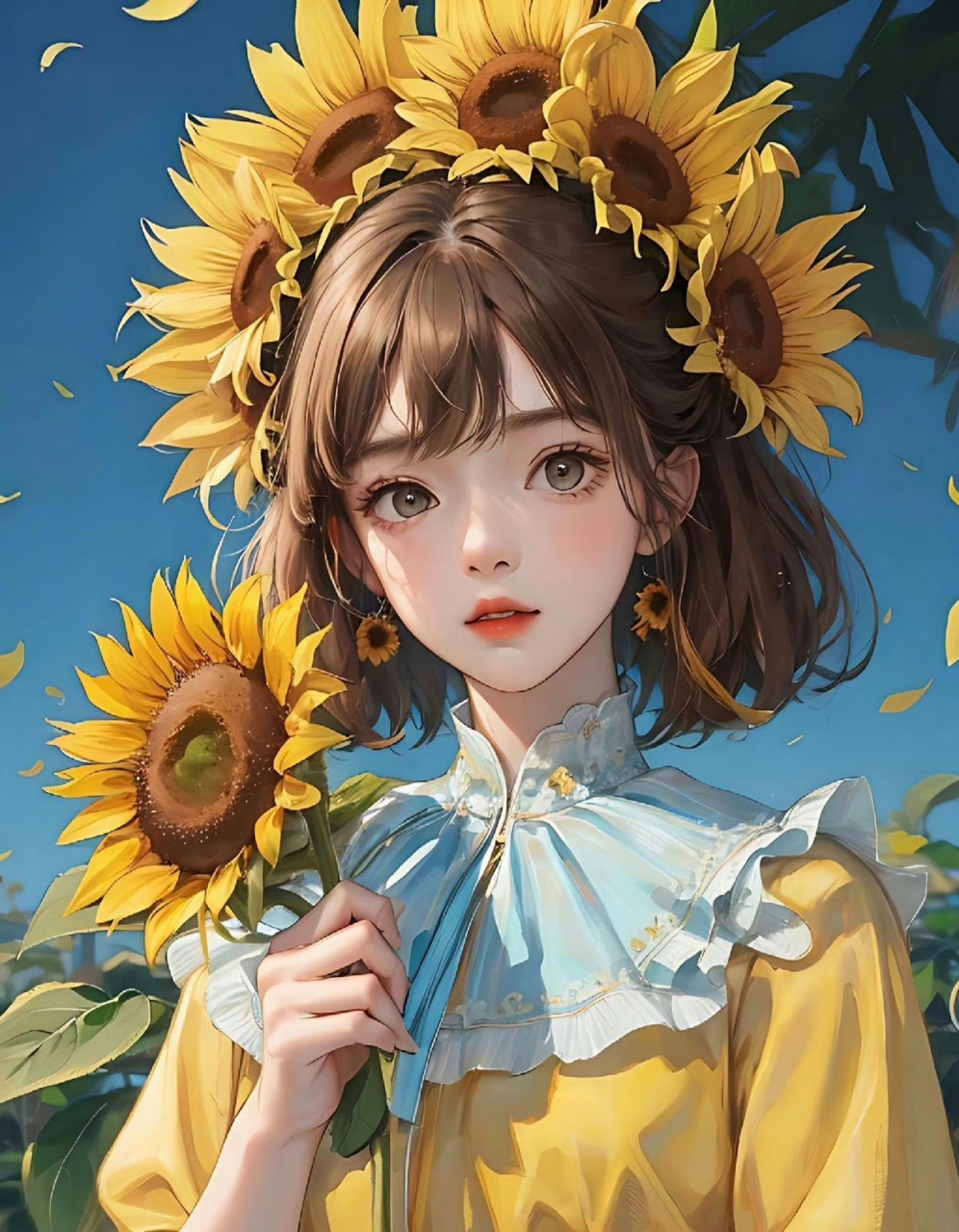 温暖治愈向日葵女生头像.