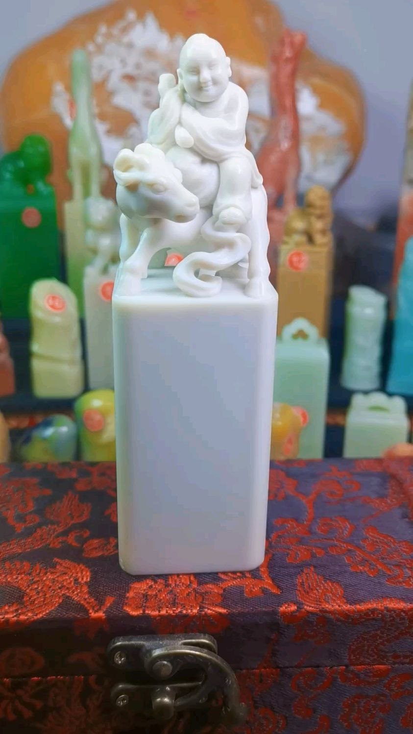 寿山石精品瓷白印章