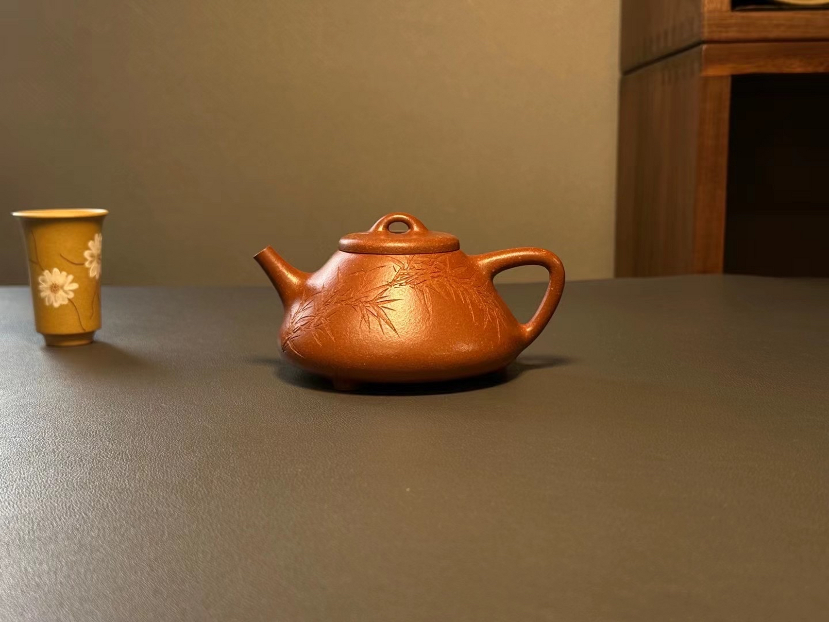 子冶石瓢,李寒勇高徒陶竹君制作,精品顶级降坡泥,240c,高工蒋惠刻绘