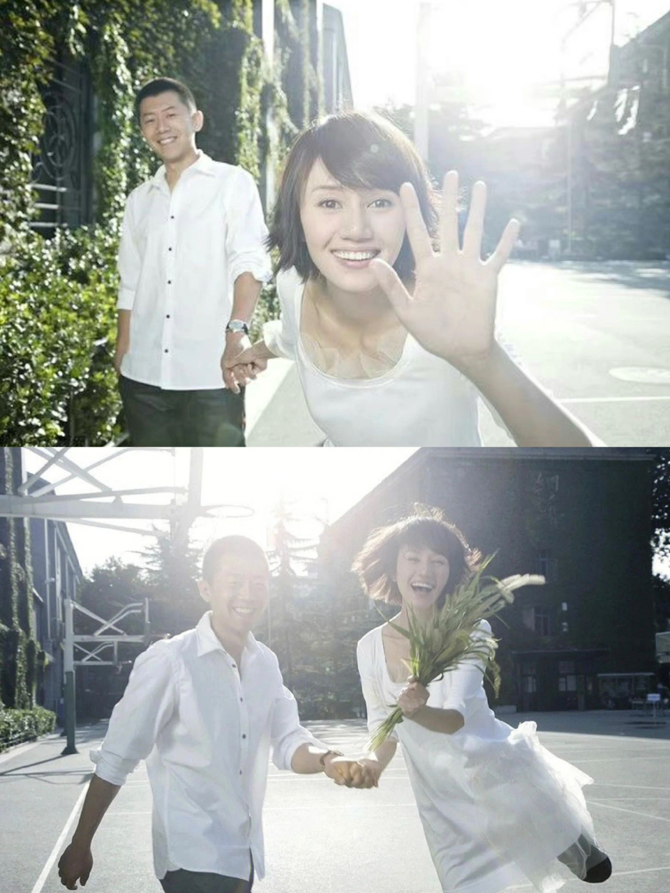 袁泉7015夏雨|至今依然觉得是最惊艳的婚纱照 "黄昏校园的操场上